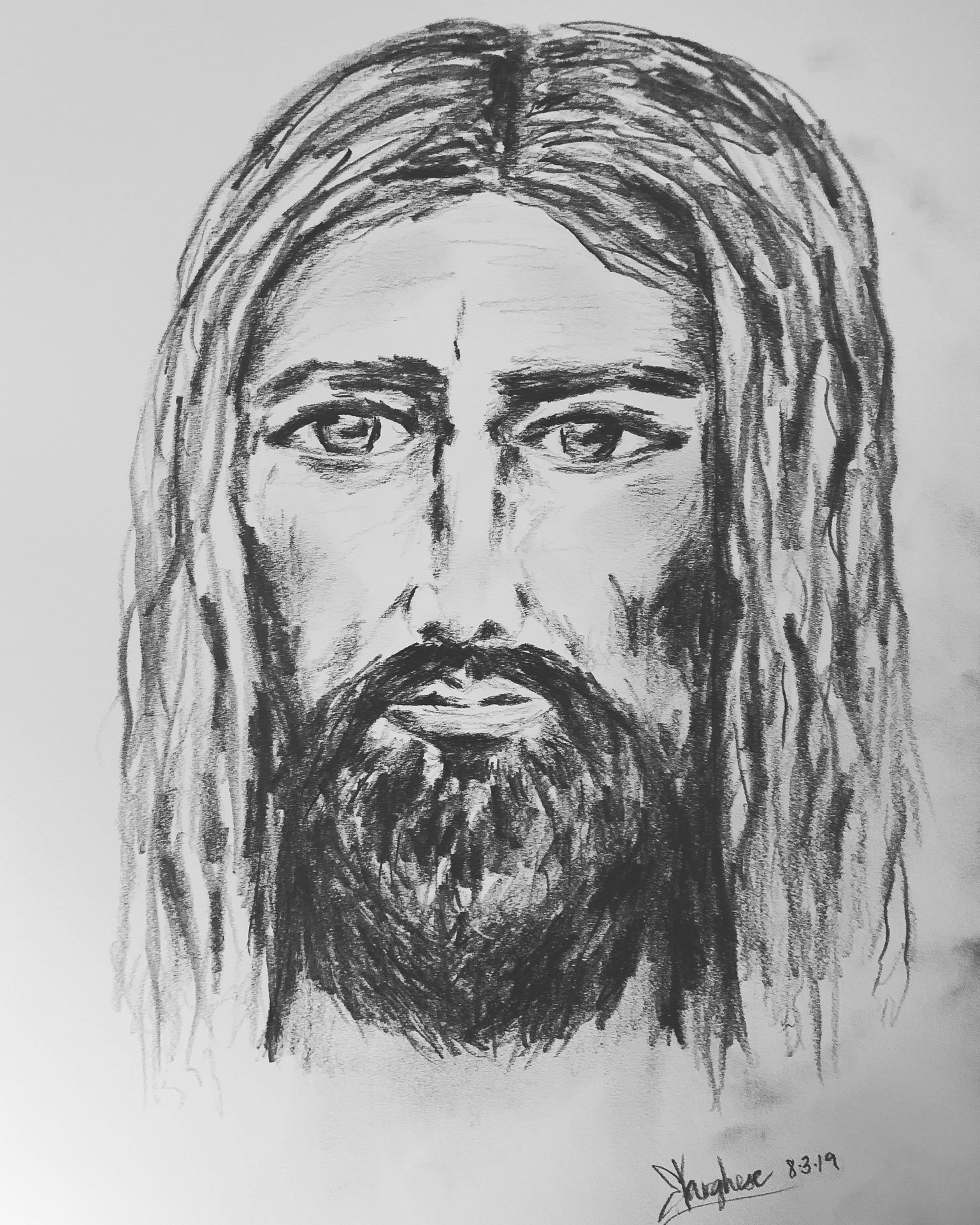 Pencil Sketch of Jesus Christ, 8x10 Art Print - Figures of the Faith